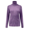 thumbnail image 5 of DuoJiaJ Womens' Turtleneck Long Sleeve Knit Sweaters Fall Plus Size Tops Purple XXL, 5 of 5