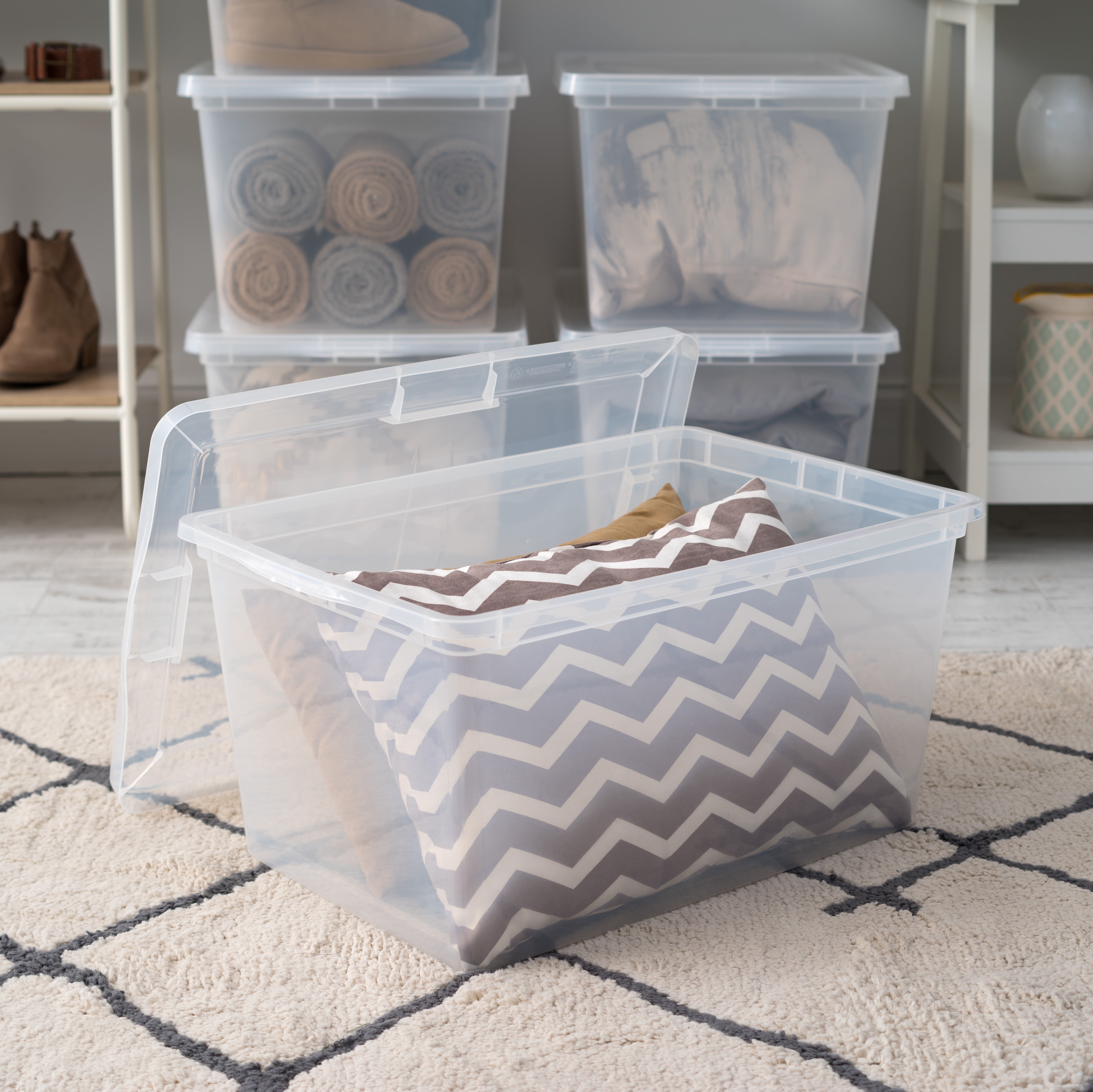 IRIS USA, 58 Quart Non-Latching Plastic Storage Box, Clear - Walmart.com