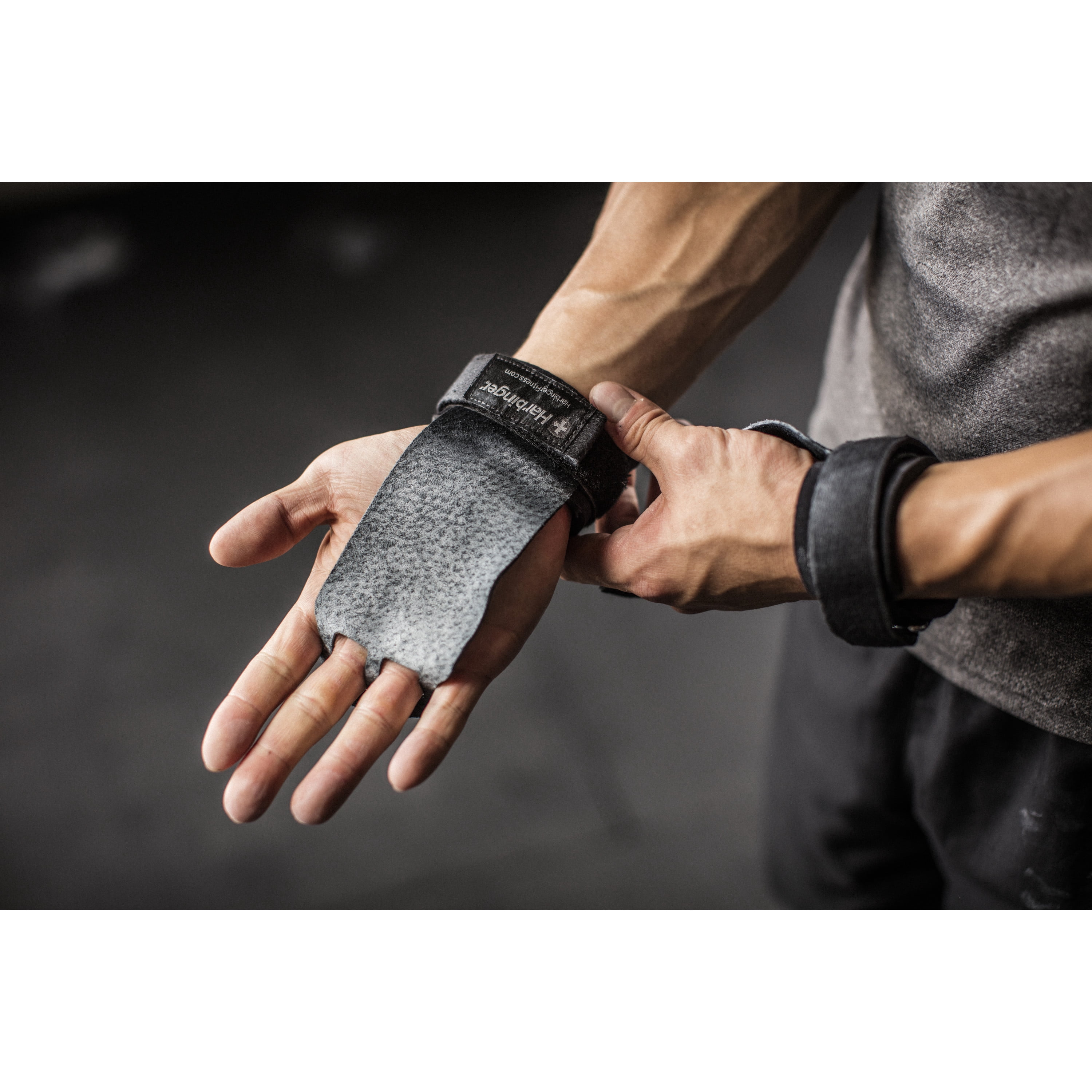 Harbinger Leather Palm Grips for Weight Lifting Hand Protection, Large