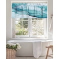 thumbnail image 4 of Marble Texture Valances for Windows Watercolor Blue Wave Abstract Art Valance Rod Pocket Light Filtering Short Window Treatments Curtains for Kitchen Bathroom Living Room Bedroom, 42 x 12 Inch, 4 of 7