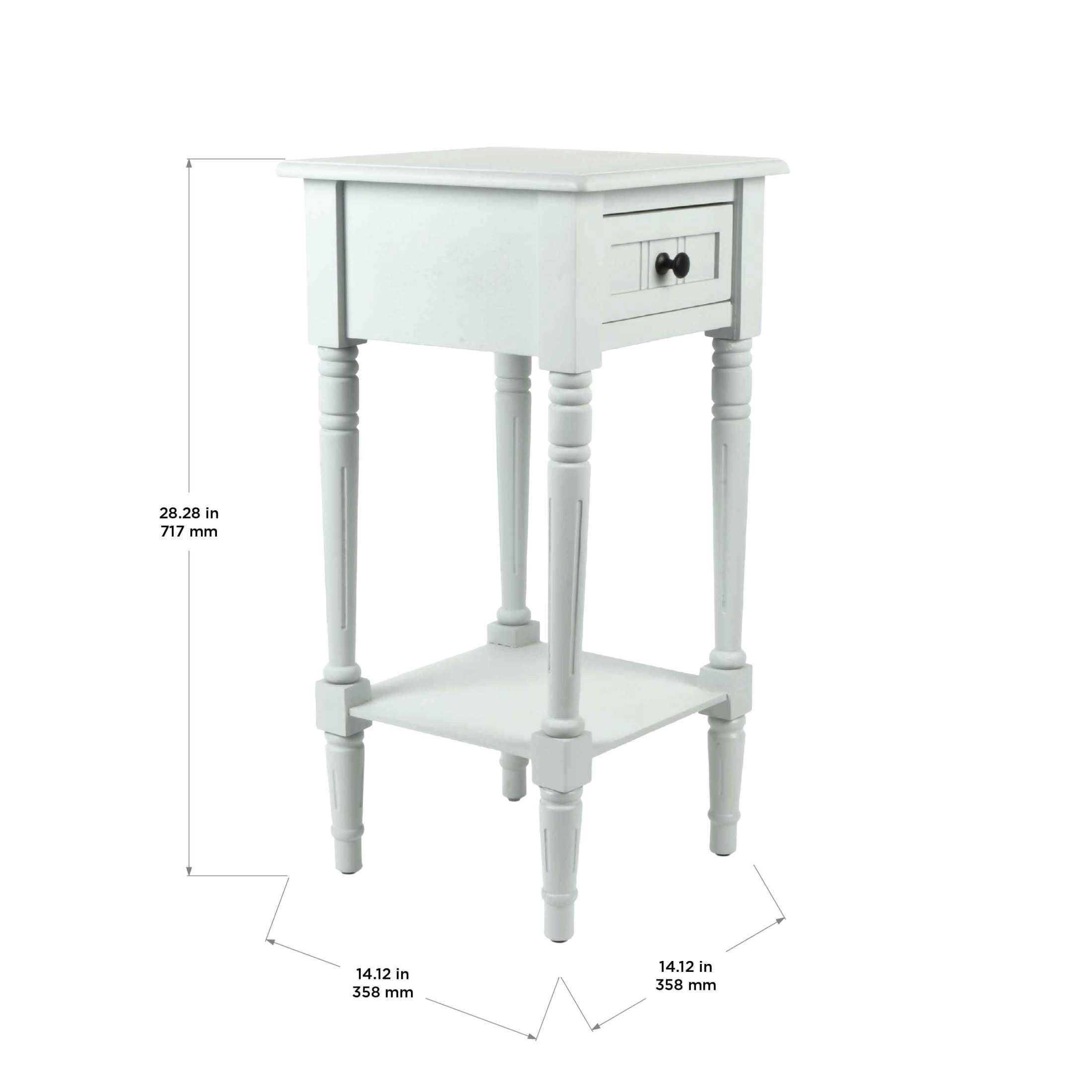 Decor Therapy Ice Blue Traditional Style Accent Table with Storage, Sturdy Narrow End Table, 28" x 14" x 14"