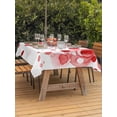 thumbnail image 2 of Outdoor Tablecloth with Umbrella Hole and Zipper, Red Gradient Rectangle Table Cloth 60x84 Inch Waterproof Tablecloth, Abstract Polka Dots Vintage Modern Art Picnic Table Cover for Patio Camping, 2 of 7