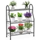 thumbnail image 1 of Soporte para Plantas de Metal de 3 Niveles, Estante para Macetas para Interiores y Exteriores, Estante de Exhibición en Flores Esquina para Patio Jardín Balcón Oficina y Sala de Estar, Gris Oscuro, 1 of 6