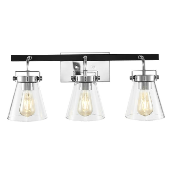 SAFAVIEH Rayney 3-Light LED Chrome Iron Wall Sconce with Clear Shade