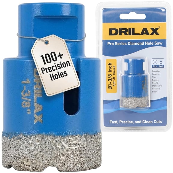 DRILAX 1-3/8 Inch Diamond Hole Saw Drill Bit Pro Series Heavy-Duty with 5/8-11 Grinder Connection