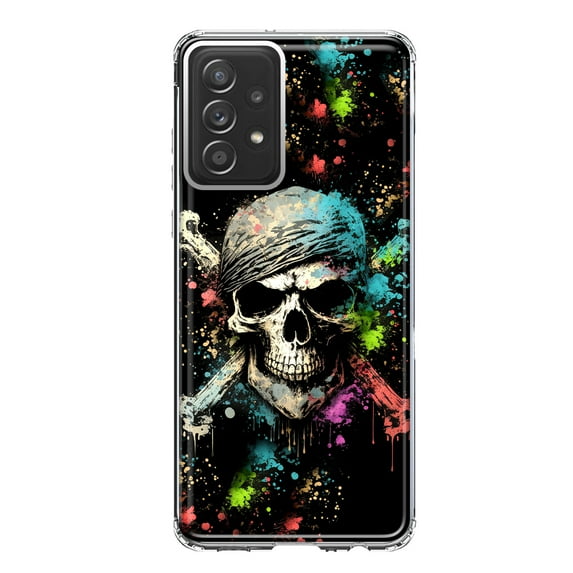 MUNDAZE Samsung Galaxy A53 Shockproof Clear Hybrid Protective Phone Case Fantasy Paint Splash Pirate Skull Cover