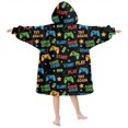 thumbnail image 2 of Game Controller Black Pattern Lamb Fleece Blanket Hoodies for Teens ,Teens Oversize Sherpa Wearable Hooded Blanket Sweatshirt with Super Pockets, 2 of 6