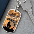 thumbnail image 6 of No Greater Love John 15:13 Soldier Kneeling Stainless Steel or 18k Gold Premium Swivel Dog Tag Keychain, 6 of 6