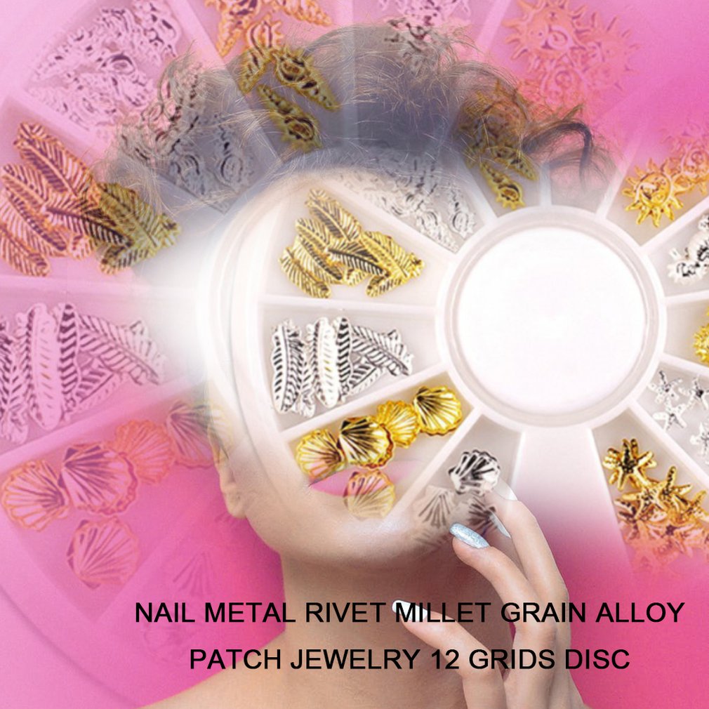 Nail Metal Rivets Millet Grain Alloy Patch Accessories 12 Grid Discs ...