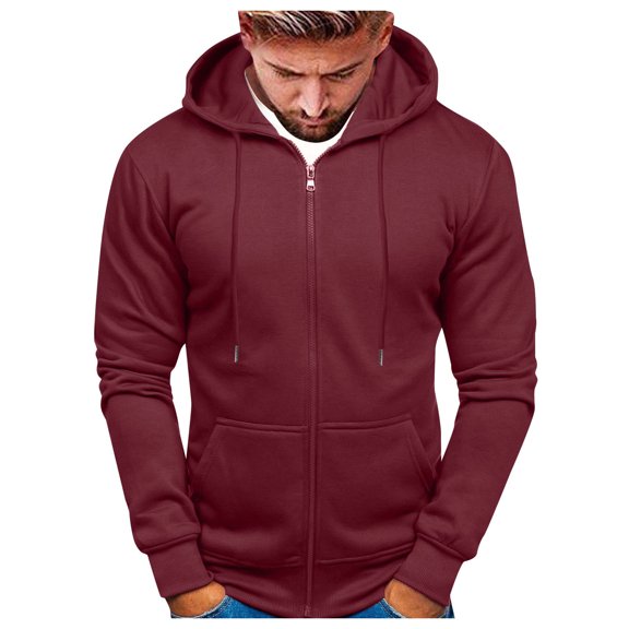Hoodies for Men Zip up Slim Fitted Sweatshirts with Pockets Fall Winter Solid Color Casual Workout Cardigan Mens Winter Coats 2Xl