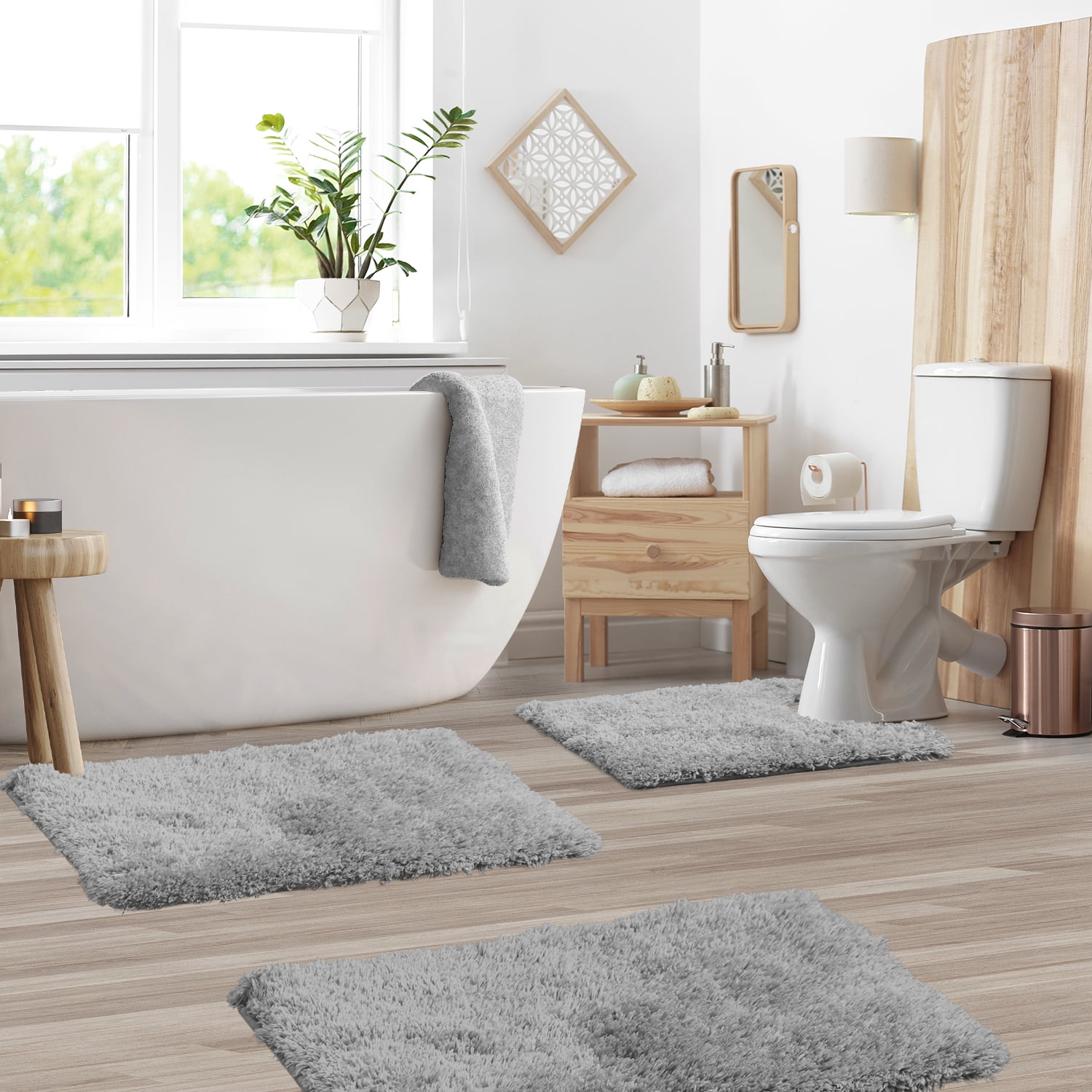 Clara Clark 3-Piece Bathroom Linen & Accessory Set with Absorbent Microfiber Bath Mats