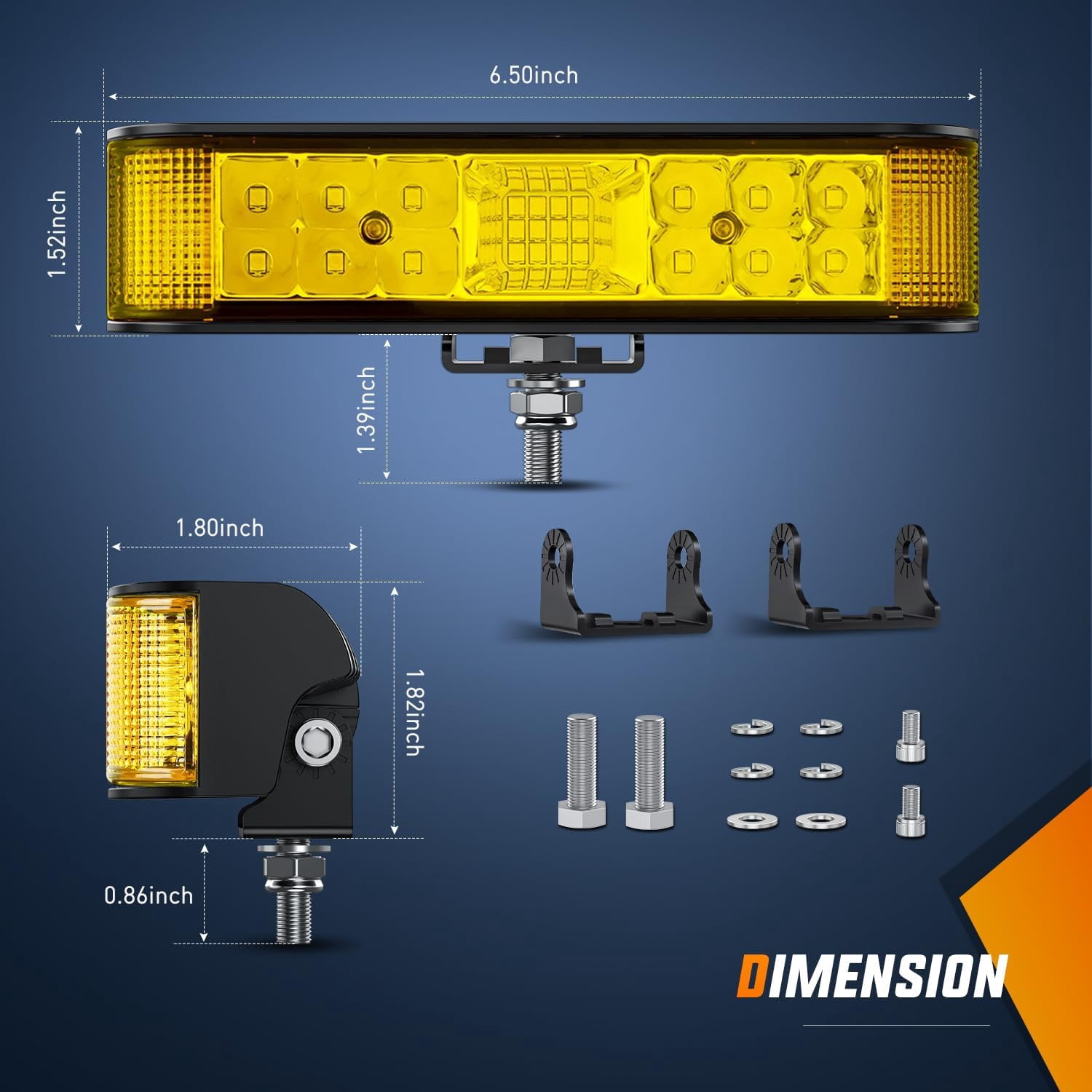 Nilight Side Shooter Amber LED Light Bar/Pods 2PCS 6.5 Inch 60W Flood Spot Beam Combo Fog/Driving Light Work Light for Truck ATV UTV Boat, 2 Years Warranty