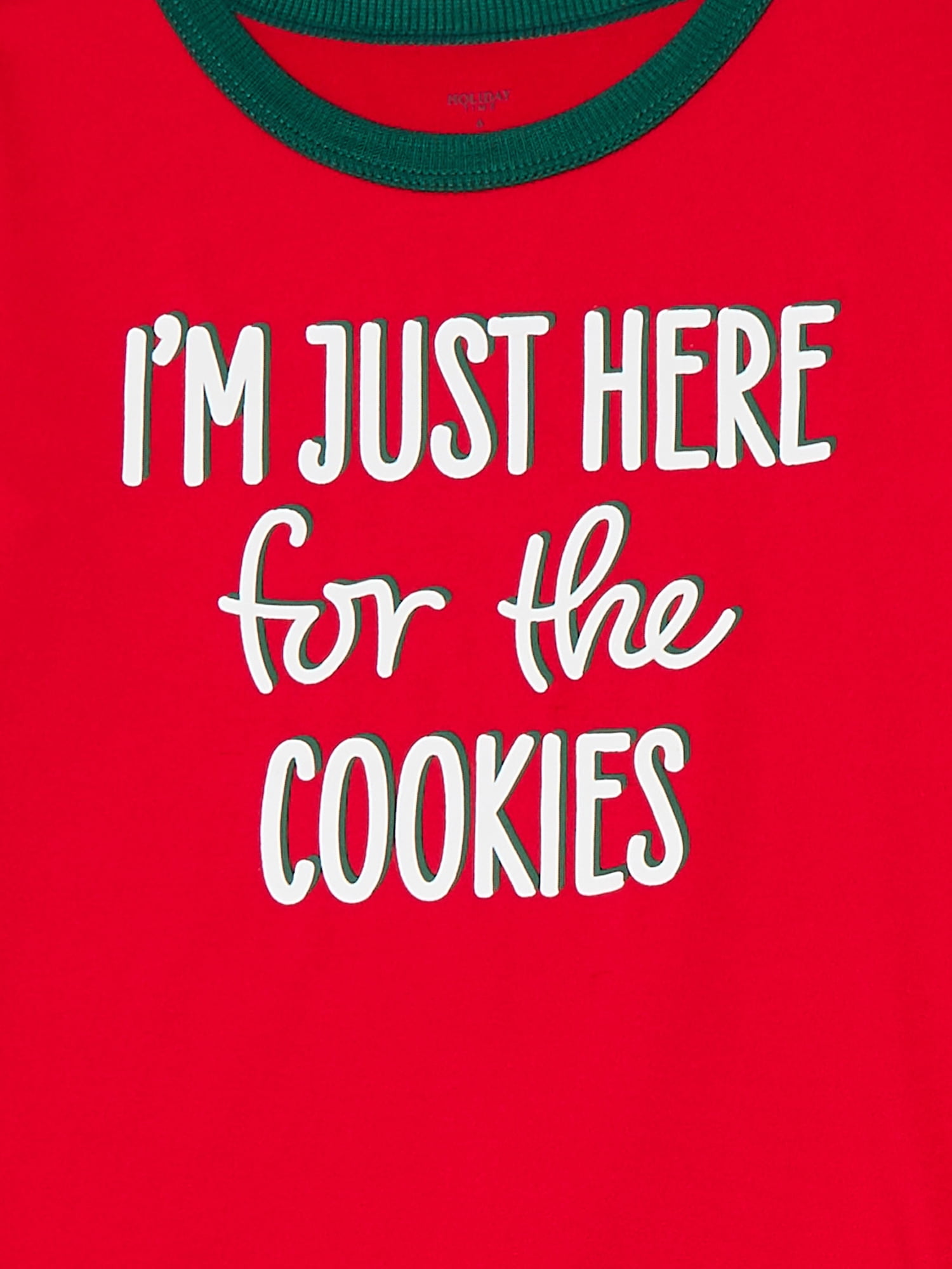 Holiday Time Kids Matching Family Pajamas Gingerbread Cookie Top and Pants Set, 2-Piece, Sizes 6-12