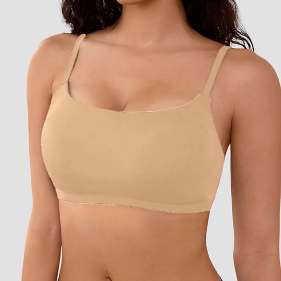 Women's Bra Seamless Wireless Lette Comfortable Breathable Non Padded Sports Bras for Women Beige L