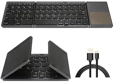 Tri- Folding Portable Wireless Keyboard with Touchpad Android Windows System Laptop Tablet Smartphone Device Foldable Bluetooth Keyboard USB Rechargeable for iOS Tri- Folding Portable Wireless Keyboard with Touchpad Android Windows System Laptop Tablet Smartphone Device Foldable Bluetooth Keyboard USB Rechargeable for iOS