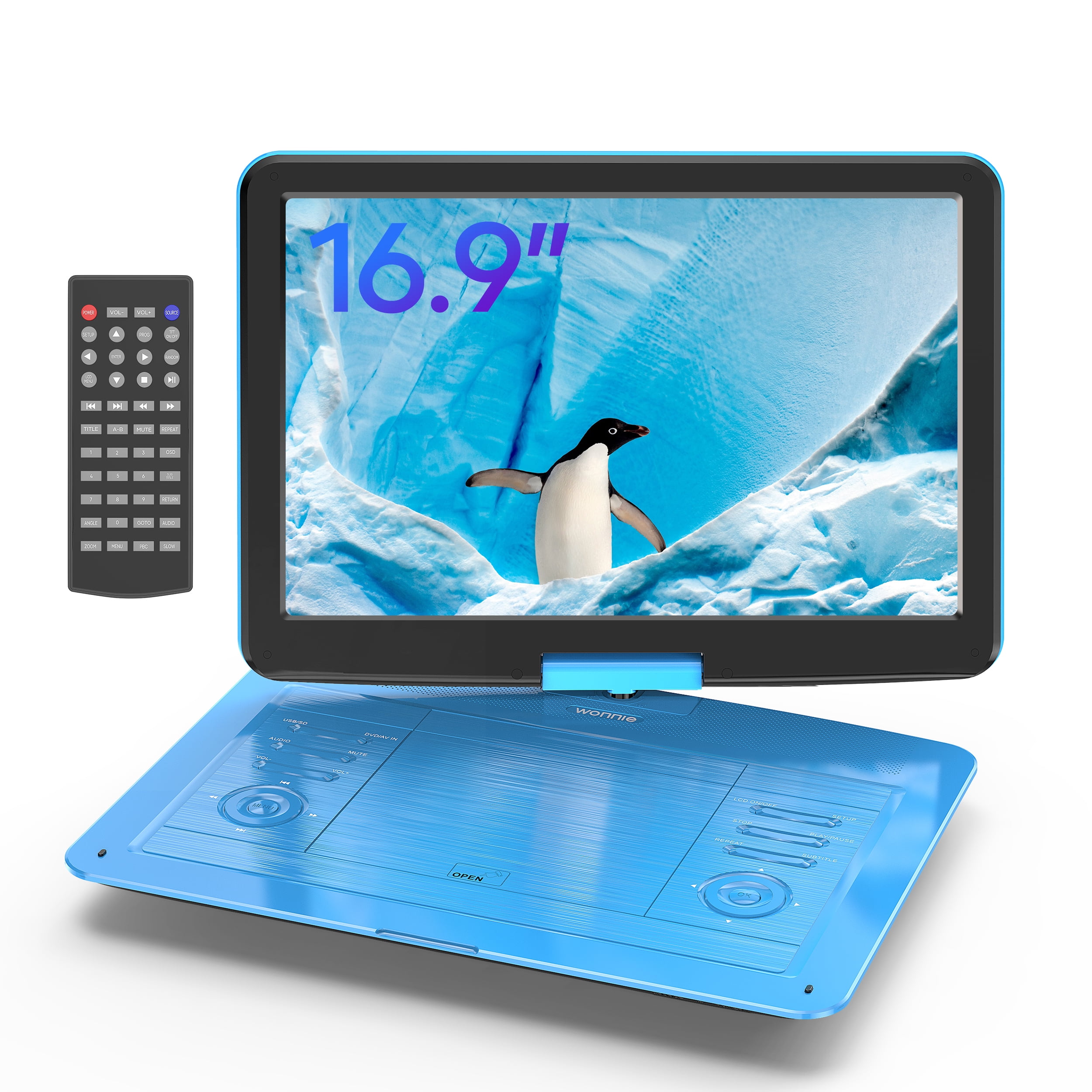 WONNIE Portable DVD Player, 16.9" CD Player with 14.1" Swivel HD Screen