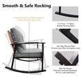 thumbnail image 4 of Decksplore 3-Piece Metal and Rattan Outdoor Bistro Set with Rocking Chairs, Thick Cushions and 2-Tier Side Table, Gray, 4 of 10