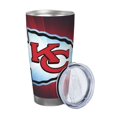 thumbnail image 2 of Taza térmica duradera de acero inoxidable 304 con temática del equipo de fútbol de los KC Chiefs con tapa y pajita Taza térmica de acero inoxidable de 20 oz Taza para automóvil Adecuada para bebidas, 2 of 8