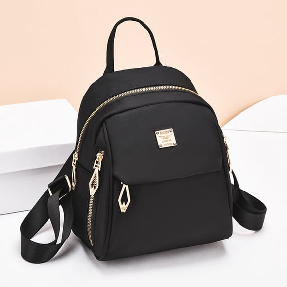 Nestbag Women's Black Mini PU Leather Backpack, Stylish Stitched Daypack, Small Casual Shoulder Bag for Daily Use