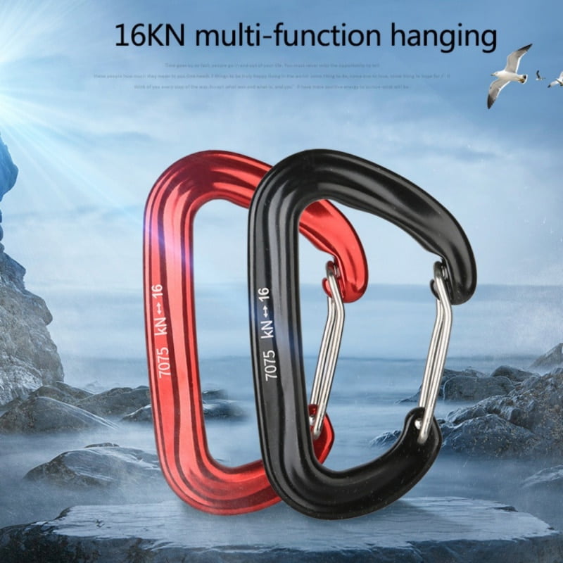 16KN D Ring Aluminum Wire Gate Carabiner Clip Hiking Camping Travel Hammock
