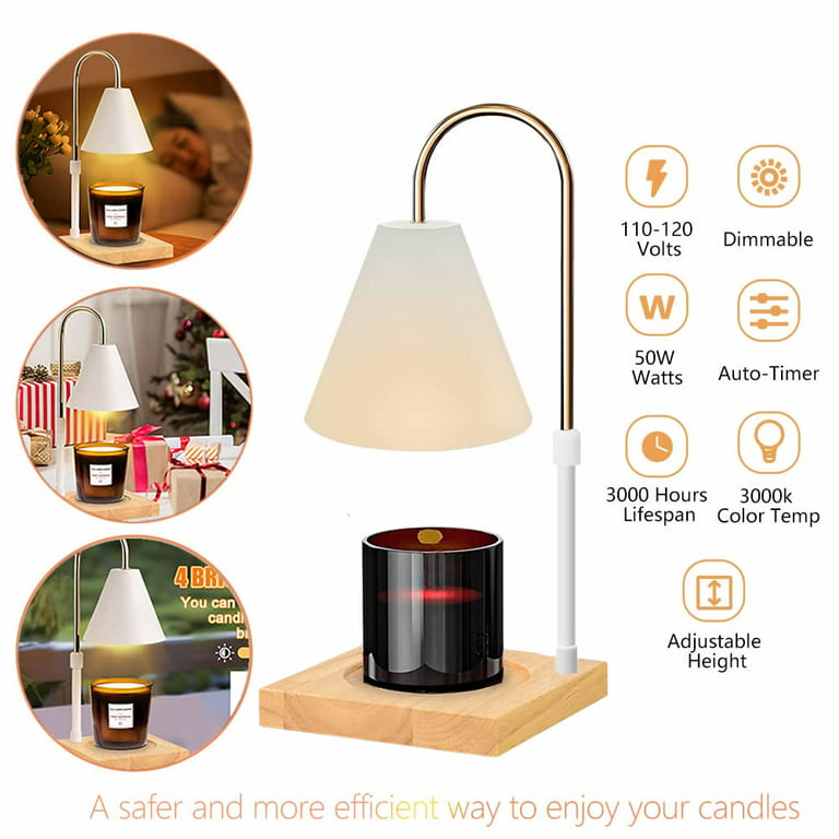 Candle Warmer Lamp with Timer & Dimmer, Adjustable Height and Brightness Candle  Warmer Lantern, Top Warming Candle lamp for Scented Wax Melts, Wax  Melt(Black) 