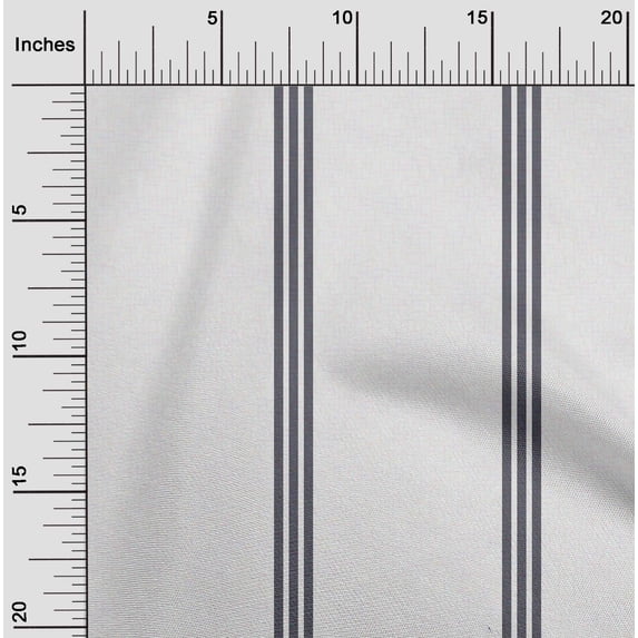 oneOone Cotton Poplin White Fabric Wide Stripe Sewing Material Print Fabric By The Yard 56 Inch Wide