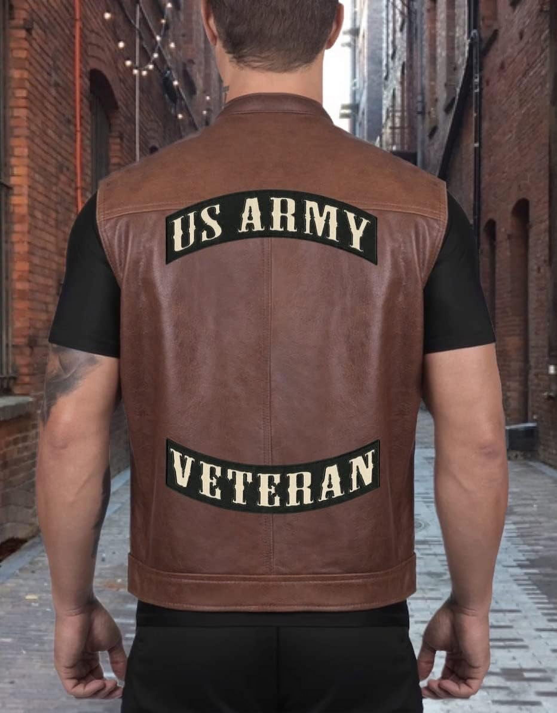 US Army Veteran Rocker Patches 12" | Large Iron On Embroidered 2pc. Set - by Nixon Thread Co.