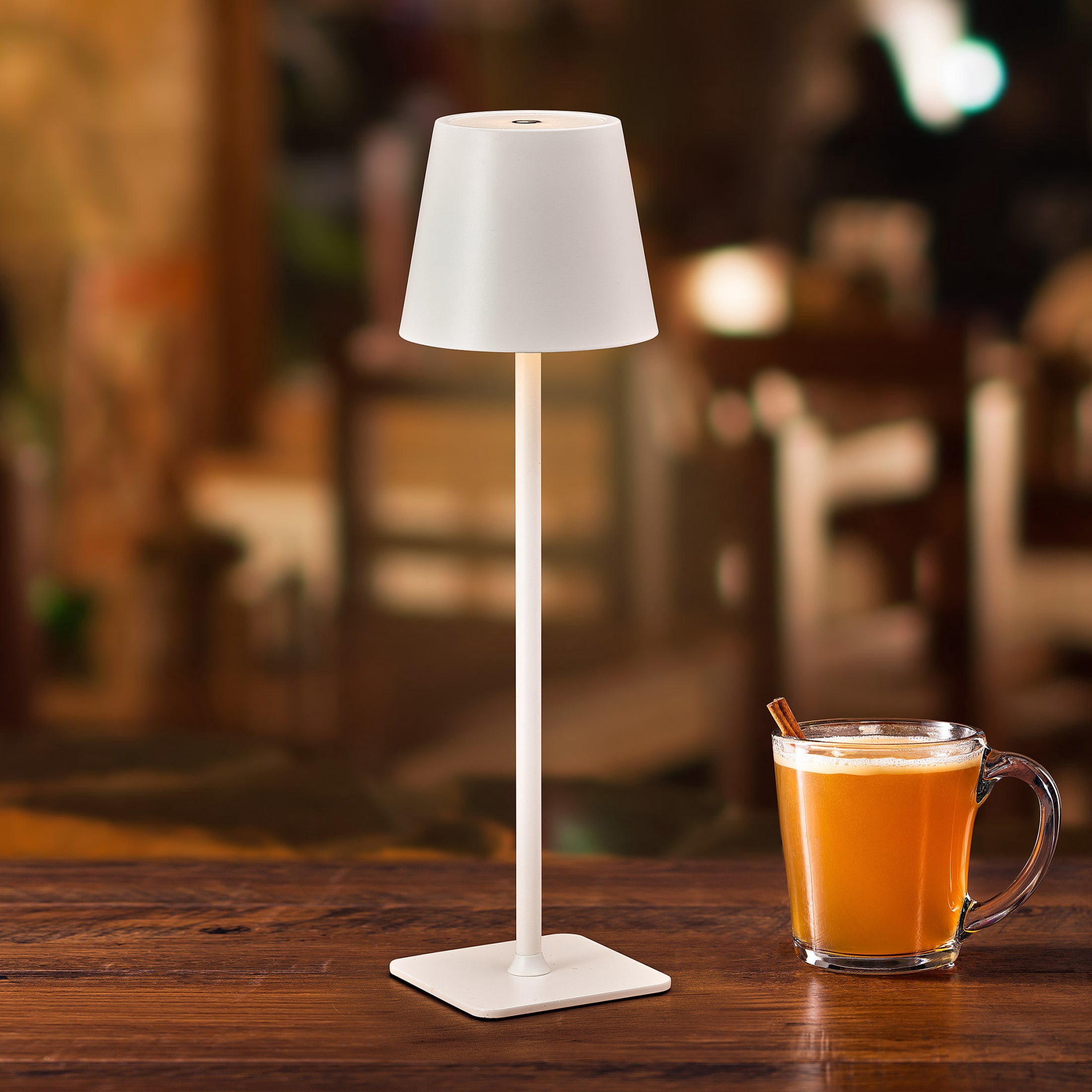 Home Accents 14.8 inch LED Cordless Metal Table Lamp, Rechargeable 3 Color Stepless Dimming, White