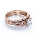 thumbnail image 3 of JeenMata Crossover - 1.75 Carat Round Brilliant Cut Moissanite - Pave - Curved Band - Prong Wedding Ring Set - 18K Rose Gold Plating Over Silver, 3 of 6