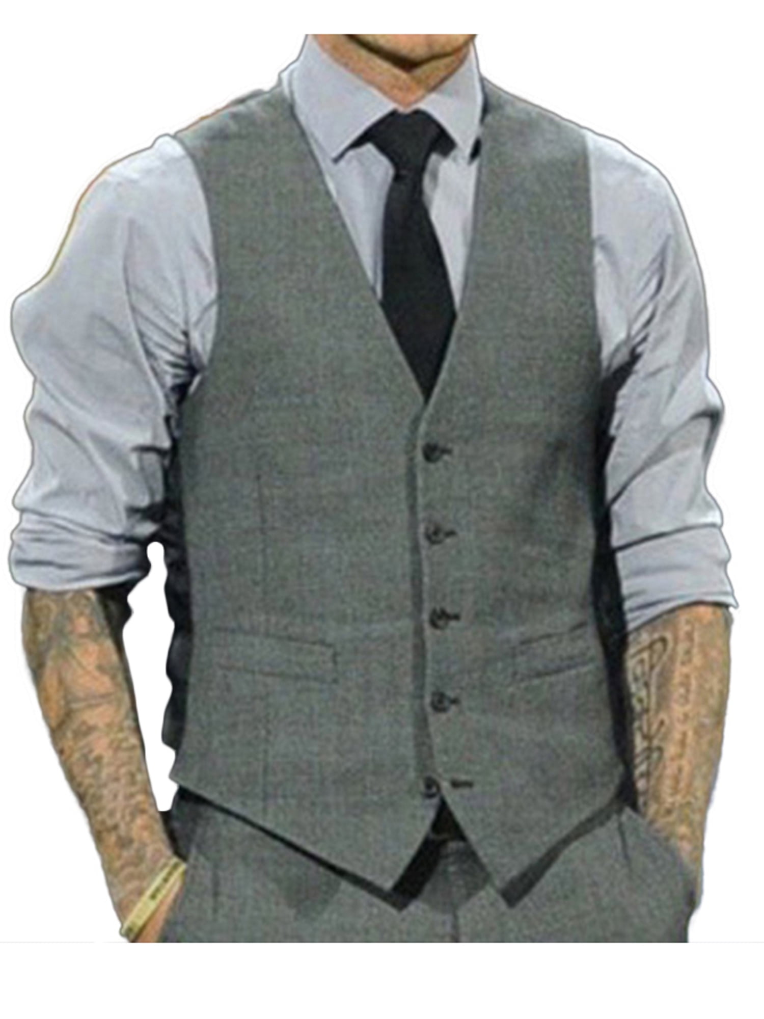 NEW Mens Waistcoat Formal Business Suit Retro Vest Slim Wedding Casual Coat Tops 