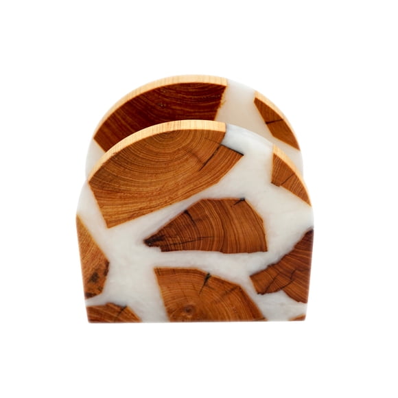 SERVILLETERO DE MADERA ACACIA CON RESINA BLANCA