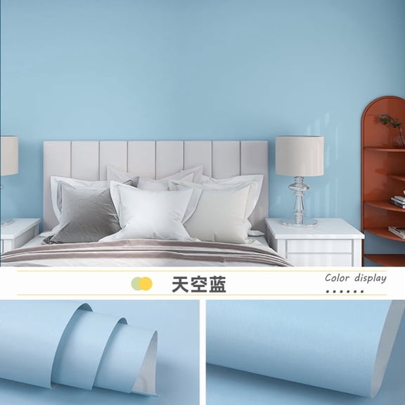 Firefly Hope 15.8"x197" Removable Light Blue Peel & Stick Wallpaper, Solid Color Self Adhesive Decorative Paper for Accent Walls, Cabinets & Drawers