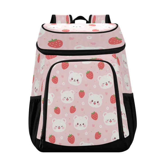 Large Capacity Insulated Cooler Backpack Waterproof Thick Thermal Lunch Bag for Picnic Camping Hiking Beach Travel Pink Sweet Bear