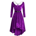thumbnail image 5 of purcolt Womens Fall Winter Velvet Dresses Long Sleeve V-Neck High Low Dresses A-Line Swing Dress for Holiday Cocktail Evening Party, 5 of 6