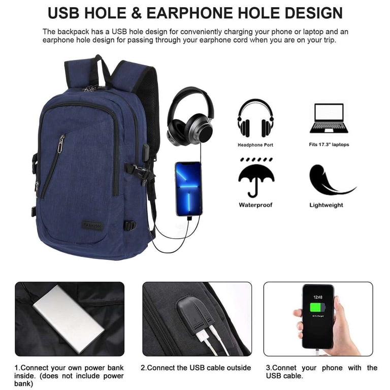 Lightweight Laptop Backpack with USB Charging Port, Waterproof Oxford Fabric s-l1200.jpg main image 4