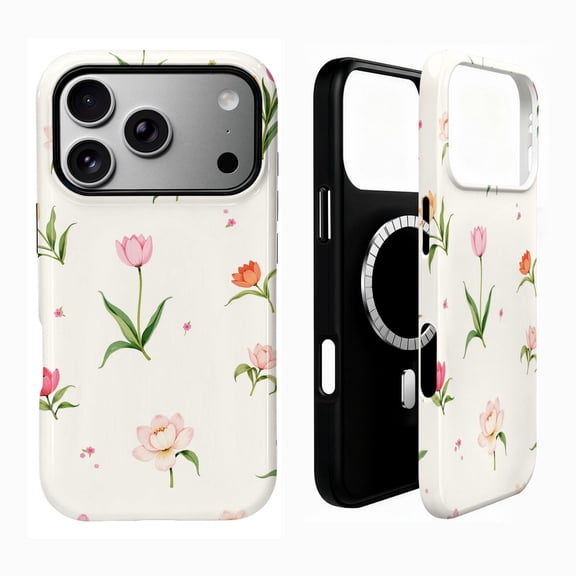 SKLYDDI Cute Pink Floral Case for iPhone 17 Pro Max, Compatible with MagSafe - 239