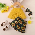 thumbnail image 2 of TAmten Toddler Girl Clothes Baby Girl Summer Outfits Ruffle Sleeveless Shirts Tops Shorts Set for Girl Clothing(Yellow,12-18 Months), 2 of 9
