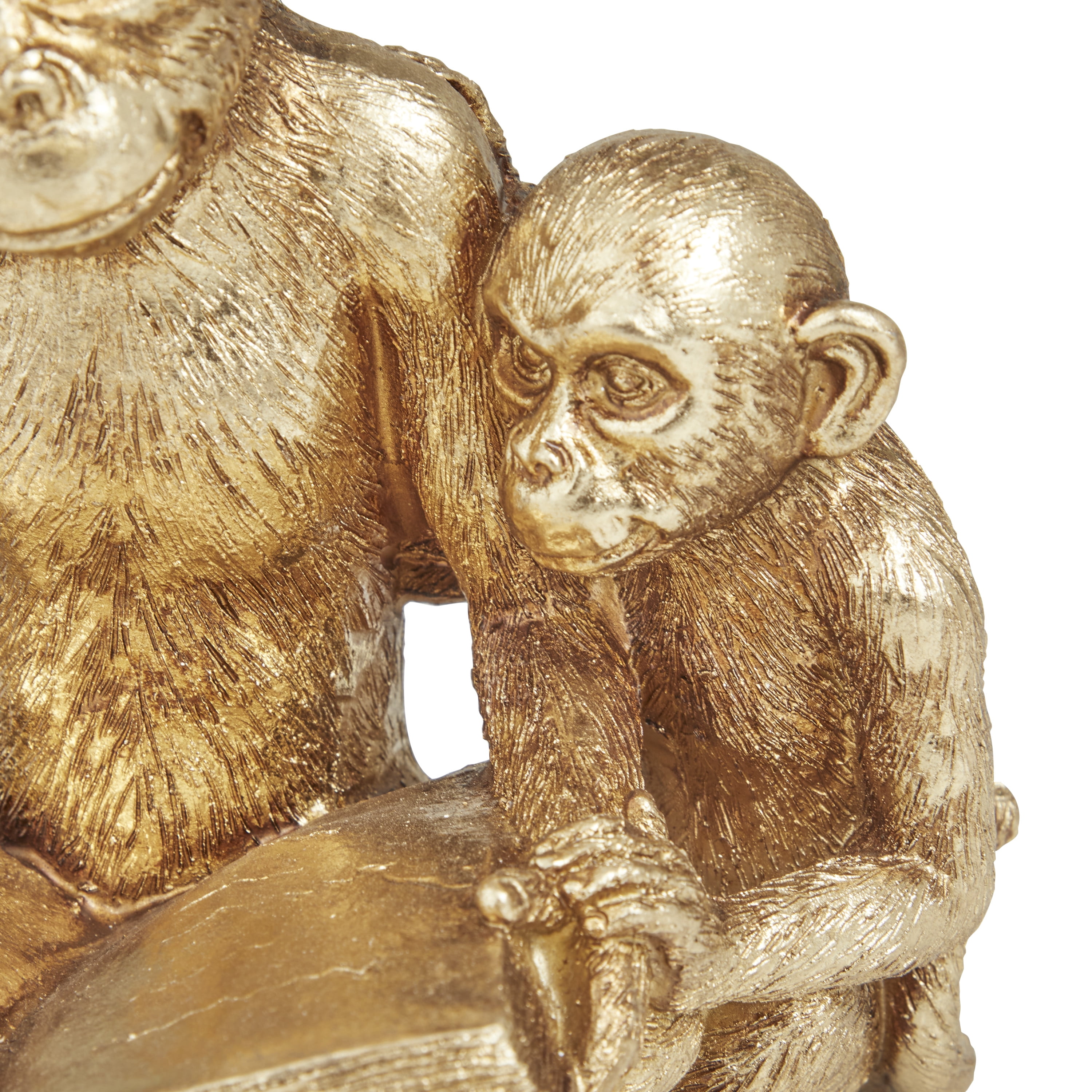 9" x 7" Gold Polystone Monkey Sculpture, by DecMode