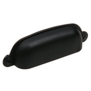 3-1/2 Inch Center to Center Classic Matte Black Bin Pull Cabinet Hardware Cup Handle - 4767-MB