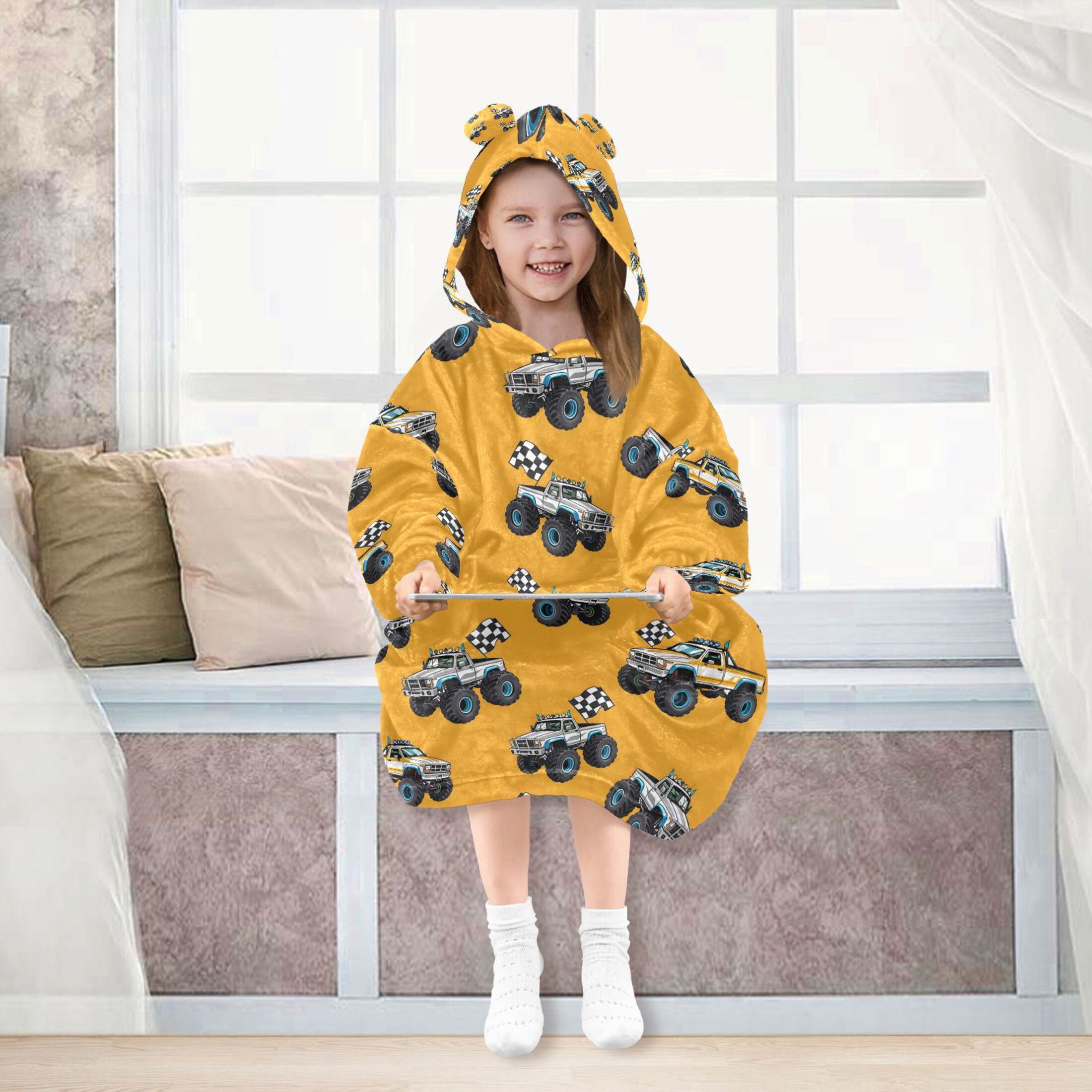 joogoo Wearable Blanket Hoodie for Cartoon Car Vehicle Flannel Sherpa Pocket 3-14 YR S