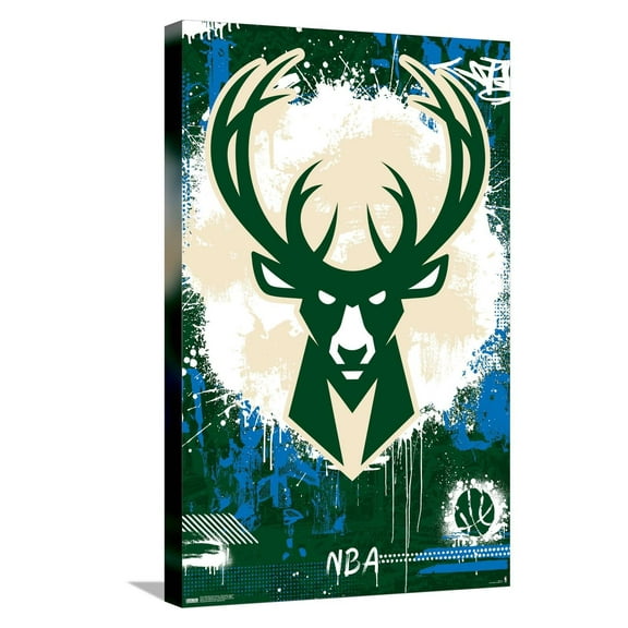 NBA Milwaukee Bucks - Maximalist Logo 23 Canvas Wall Poster, 14.725" x 22.375"