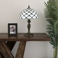 thumbnail image 3 of Tiffany Table Lamp White Stained Glass Crystal Beans Included LED Bulb For Living Room Bedroom Bedside Office Hotel 12"W*19"H, 3 of 6