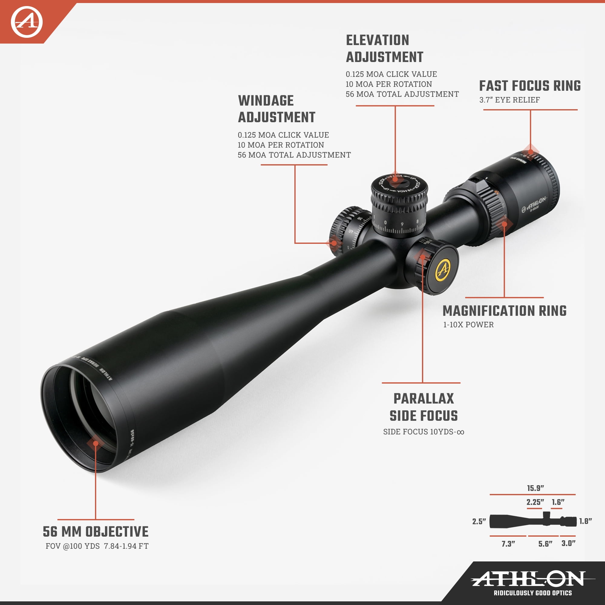 Athlon Optics Heras SPR 15-60x56 BLR2 SFP MOA Reticle
