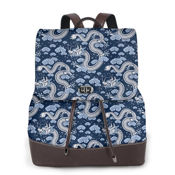 Disketp Dragons Mochila de Cuero para Mujer, Bolso de Espalda Antirrobo con Estilo para Viaje, Trabajo y Uso Diario