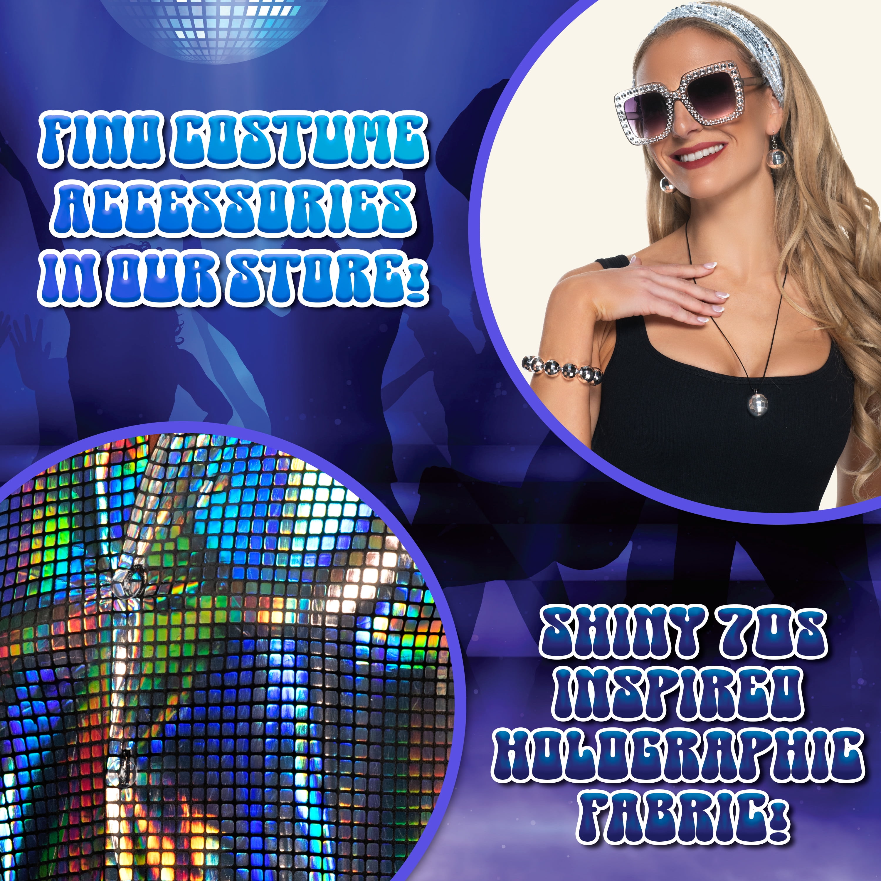 UNDERWRAPS Men's Hologram Disco Shirt - 70s Outfits For Men, Rave Costume, Disco Party Shirt, Festival Outfits, Halloween Cosplay Costume