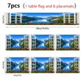 7 Piece Linen Table Runner and Placemats Set, Fjord Mountain Window ...