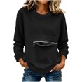 thumbnail image 2 of Crewneck Sweatshirts Women Loose Long Sleeve Solid Color Without Hood Fashion Casual Sweatshirt With Pocket For Everyday Ease Crew Neck Sweatshirts Women, 2 of 6