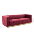 thumbnail image 2 of Modway Charisma Channel Tufted Performance Velvet Living Room Sofa in Maroon, 2 of 9