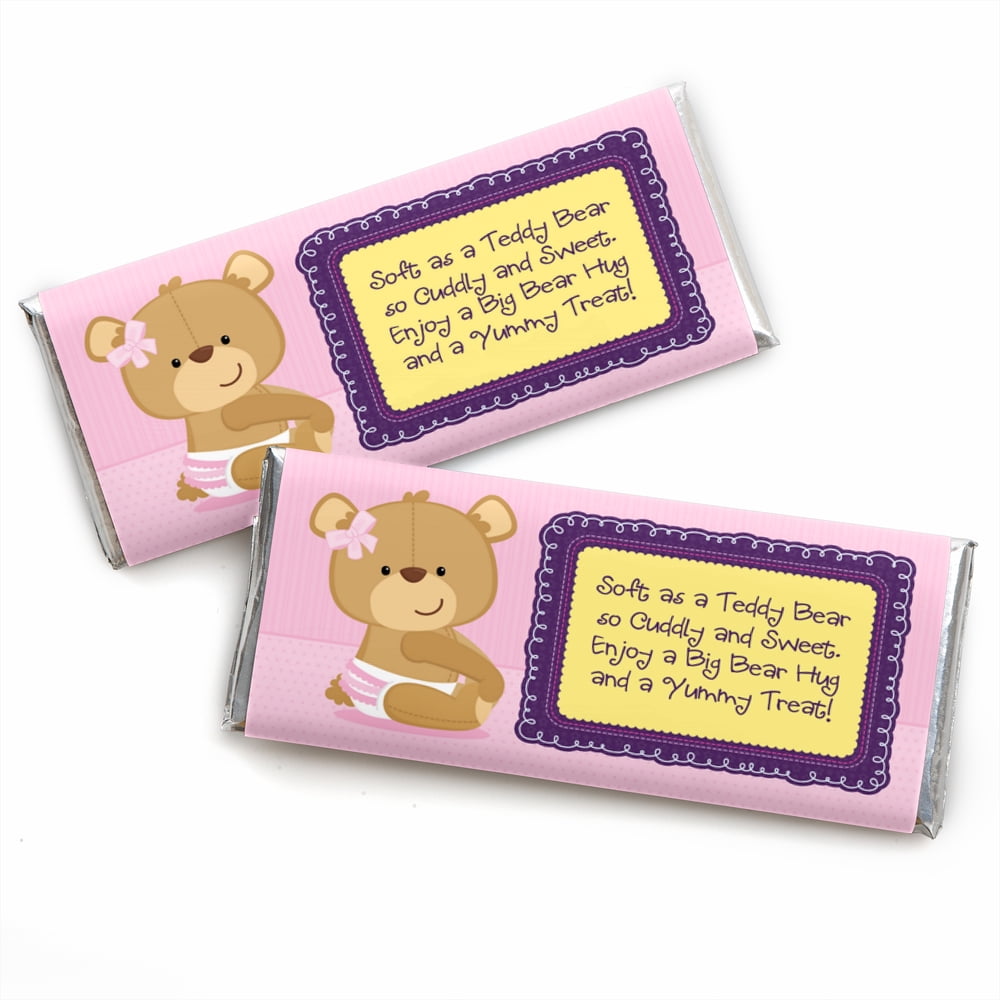 Girl Baby Teddy Bear Candy Bar Wrappers Baby Shower Favors Set of