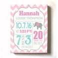 thumbnail image 1 of Personalized Canvas Birth Announcement Nursery Decor Gift, Elephant Design, Custom Name, Date, Weight & Length, Unique Boys & Girls Baby Shower Wall Art Presents, Color Pink # 1 , Size - 8X10, 1 of 5